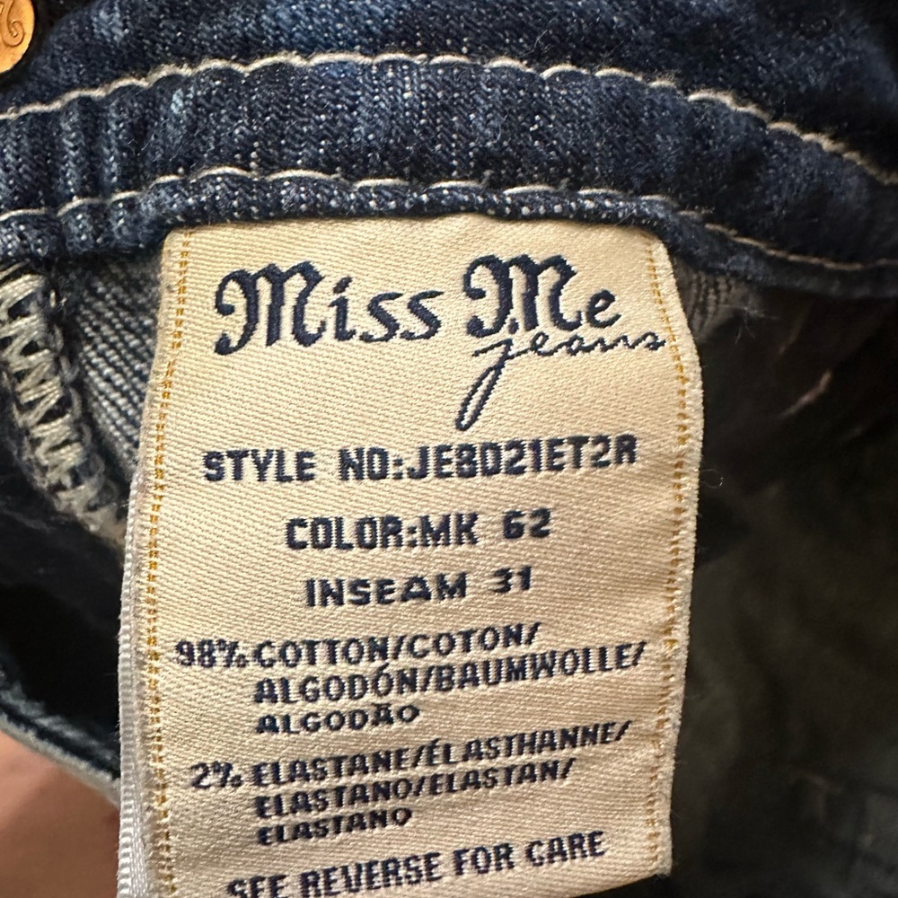 Miss Me Women's Easy Straight Low Rise Denim Jeans Size 27 JE8021ET2R Y2K $128 - Picture 9 of 9